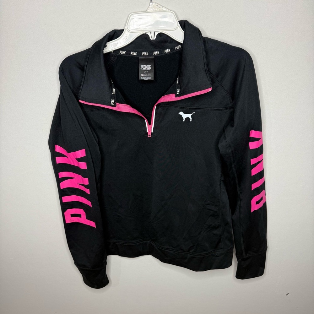 Black and Pink Quarter-Zip Pullover